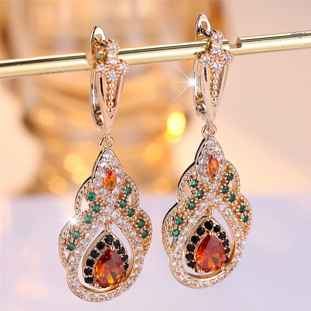Crystal Red Zircon Drop Water Hoop