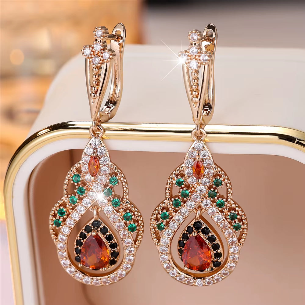 Crystal Red Zircon Drop Water Hoop