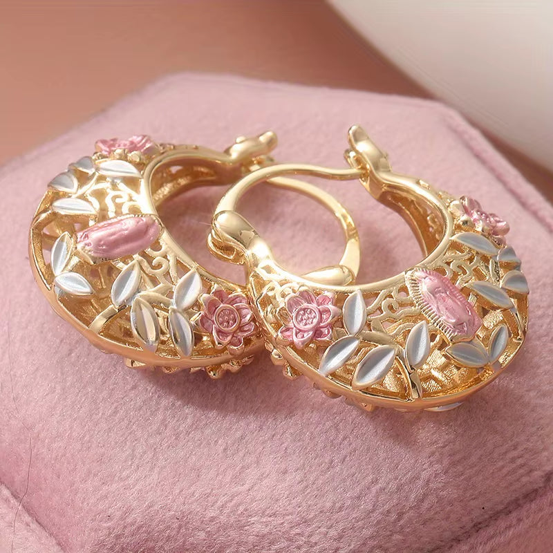 Tri Color Hoop Basket Earrings