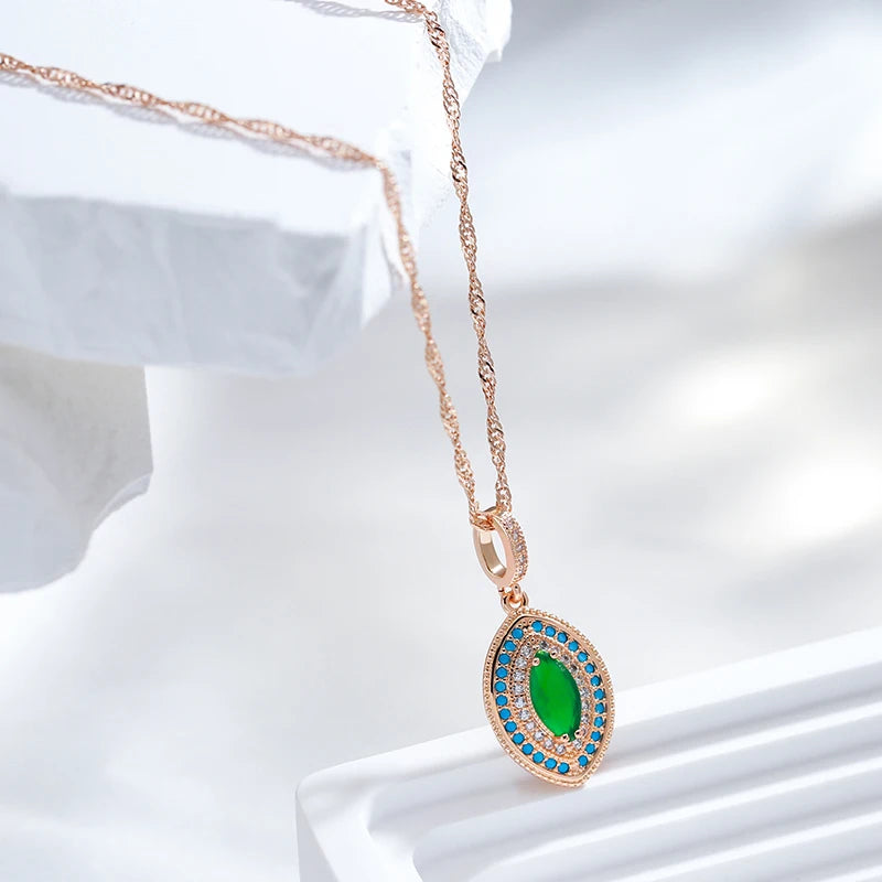 Rose Gold Color Long Pendant Necklace