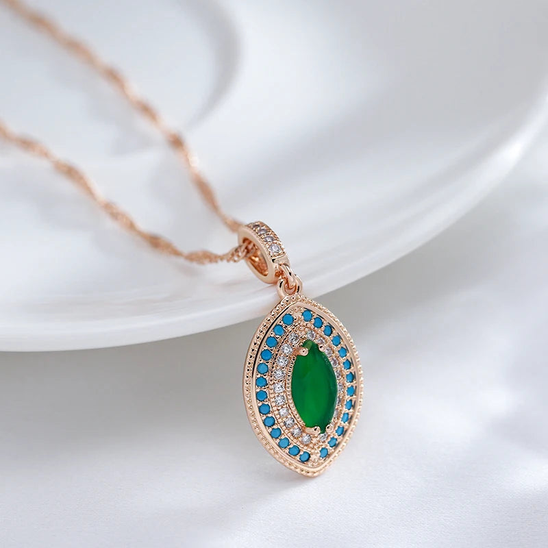 Rose Gold Color Long Pendant Necklace