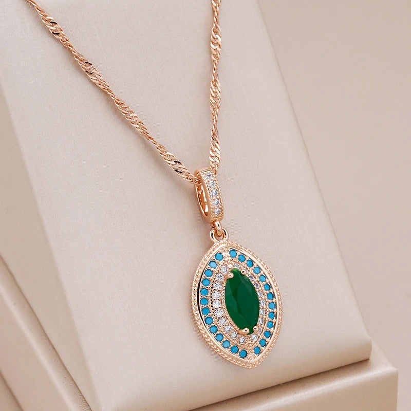 Rose Gold Color Long Pendant Necklace
