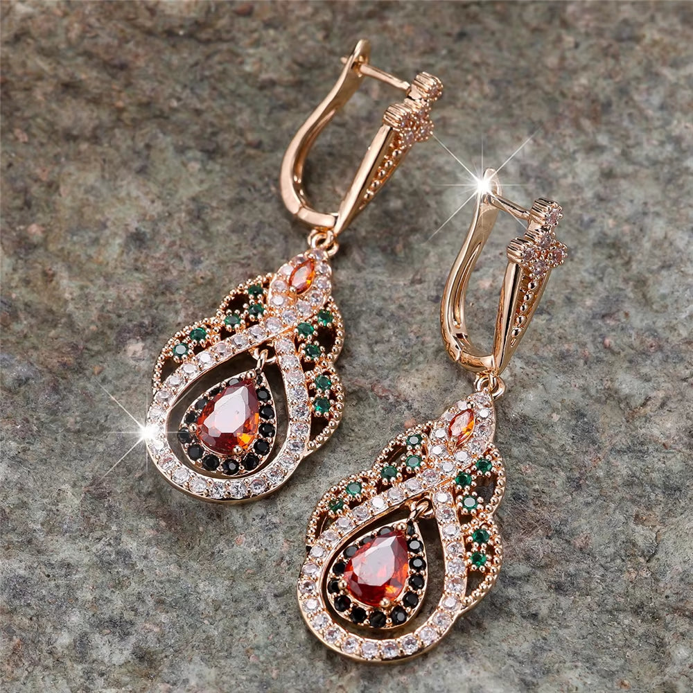 Crystal Red Zircon Drop Water Hoop