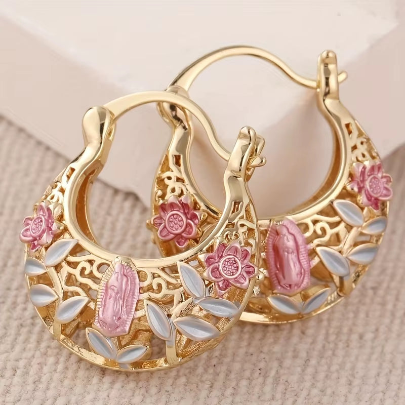 Tri Color Hoop Basket Earrings
