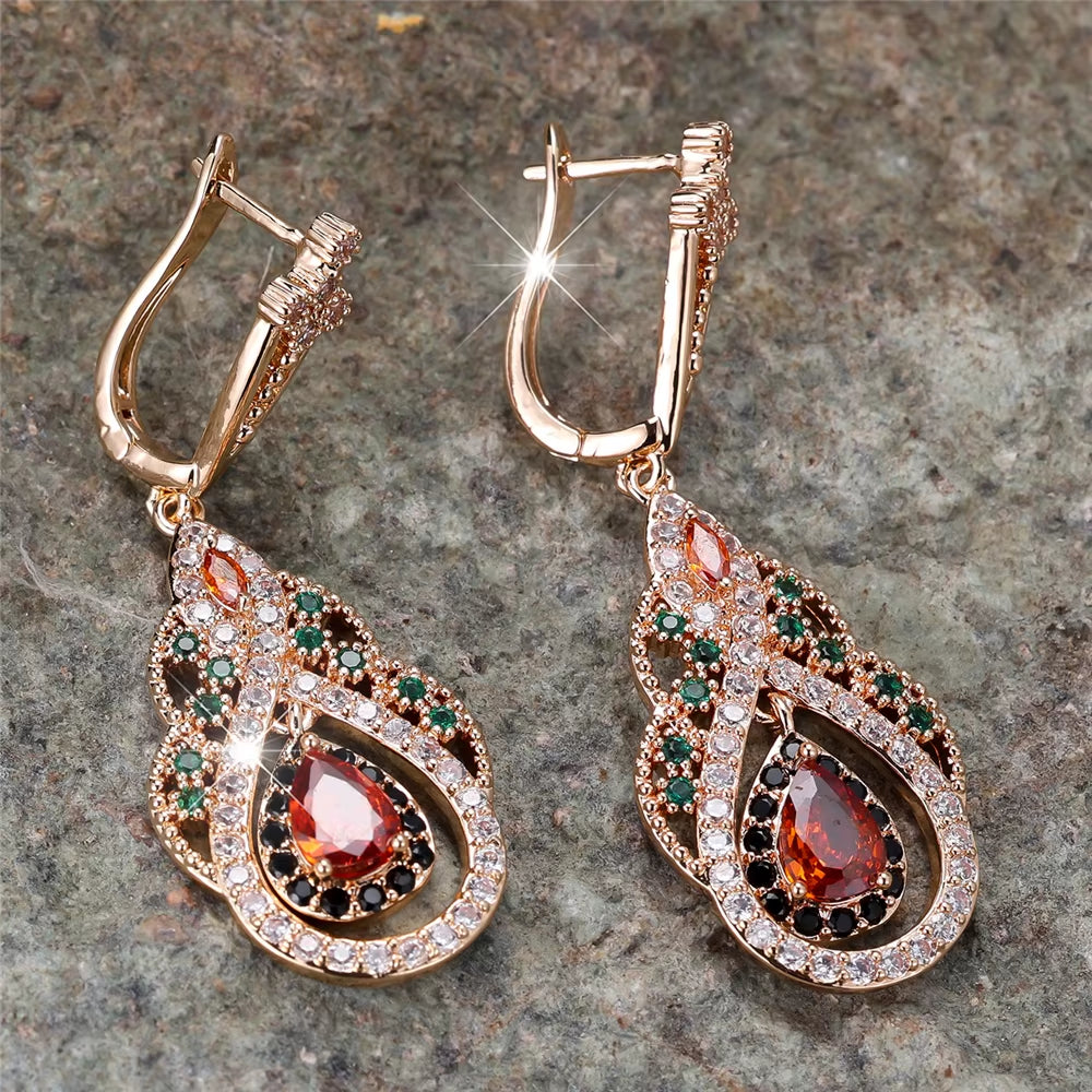 Crystal Red Zircon Drop Water Hoop