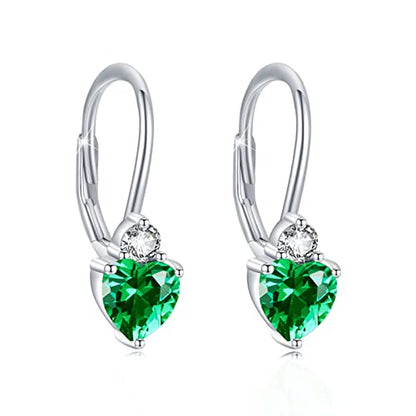 Hypoallergenic Heart Zirconia Earrings Birthstone