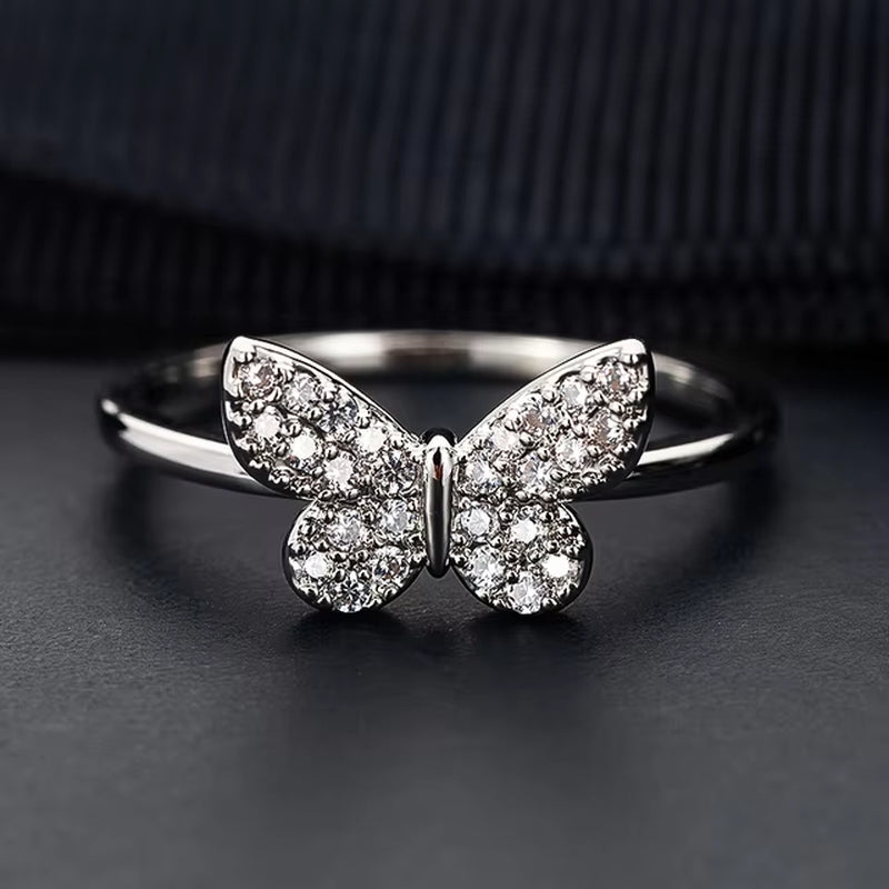 New Silver Color Cubic Zircon Engagement Classic Rings for Women Elegant Gift Hot Sale Simple Rhainstone Ring Jewelry