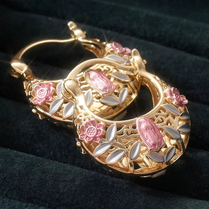 Tri Color Hoop Basket Earrings