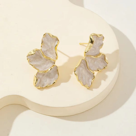 French Irregular Petal Stud Earrings for Women