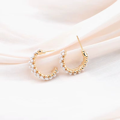 Pearl C-Shaped Small Earrings