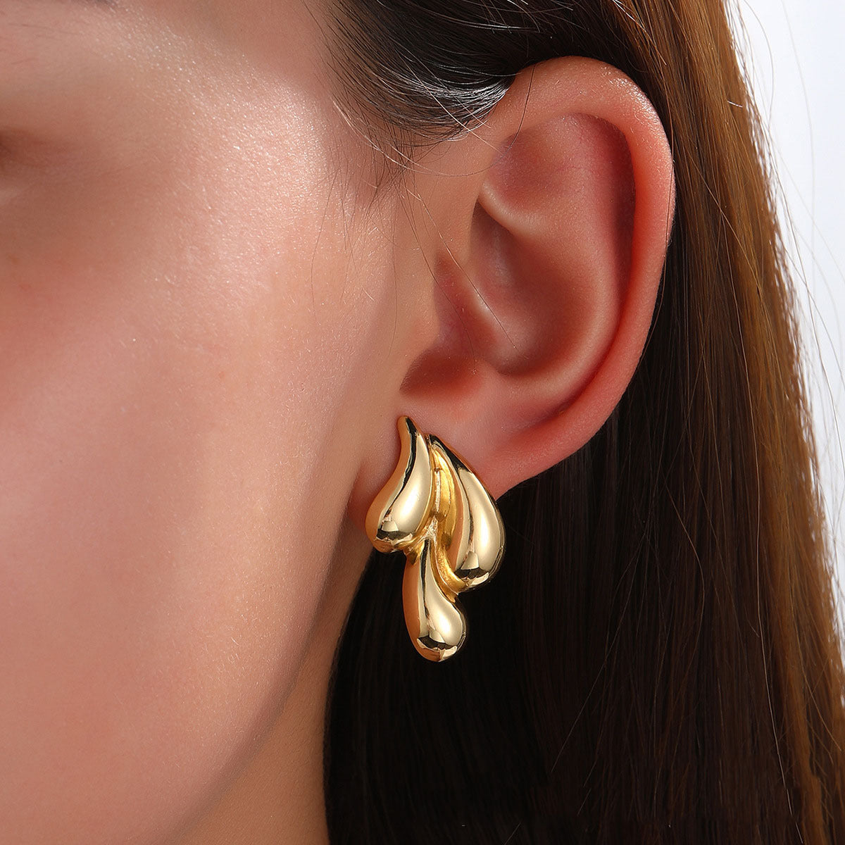 Vintage Gold Double Water Drop Earrings