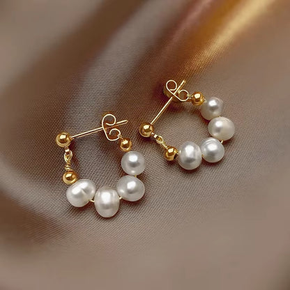 Elegant Circle Pearl Earrings