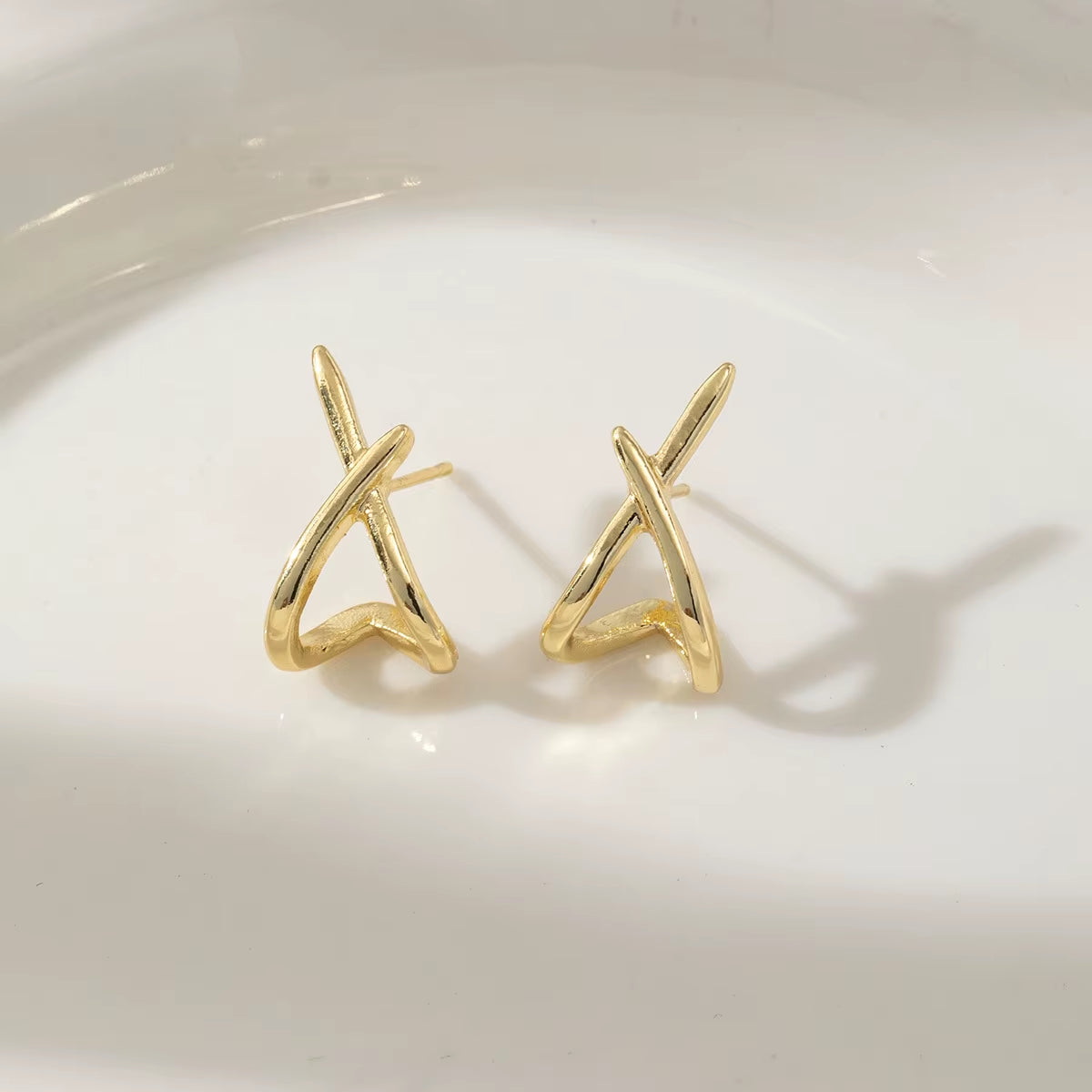 Gold Cross Stud Earrings