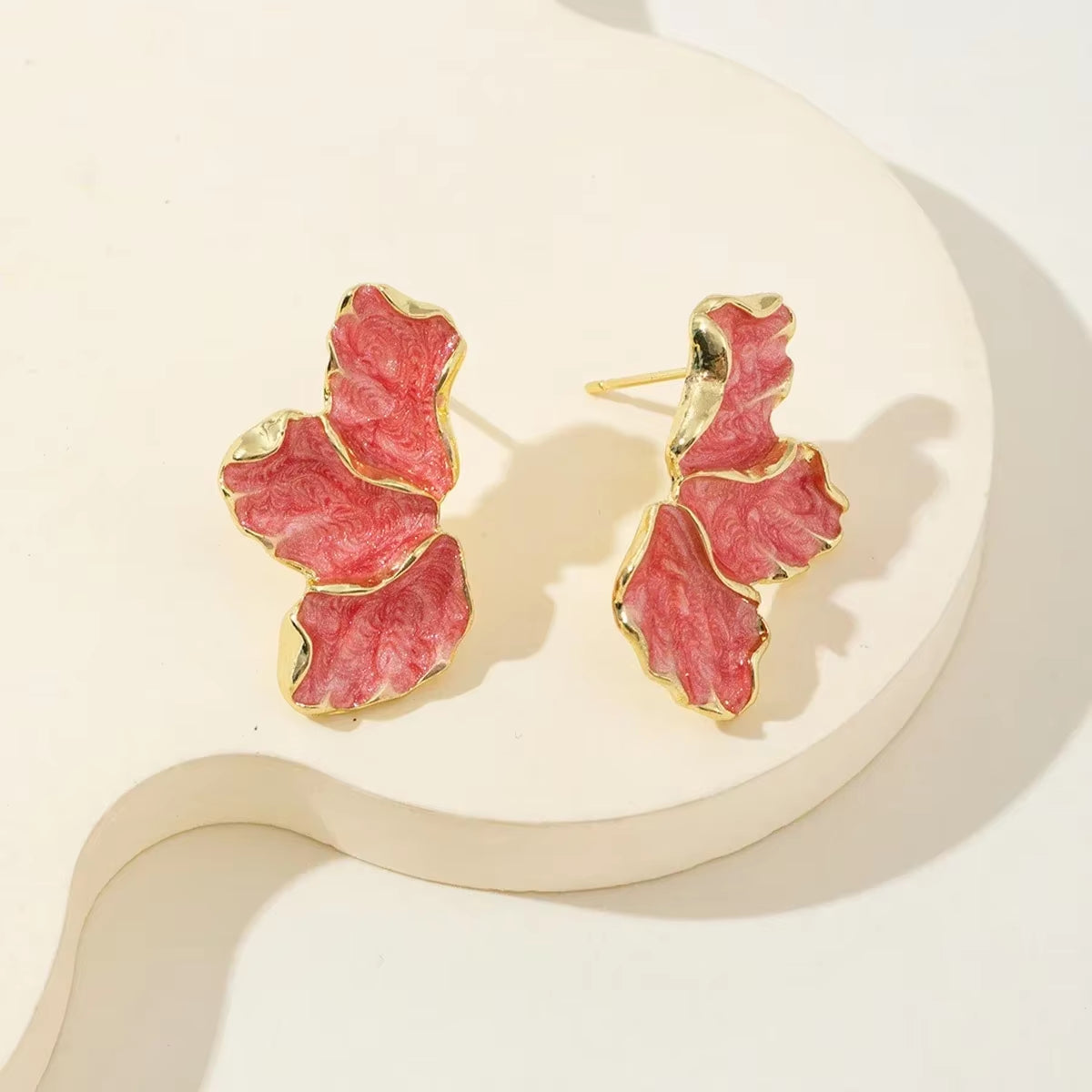 French Irregular Petal Stud Earrings for Women