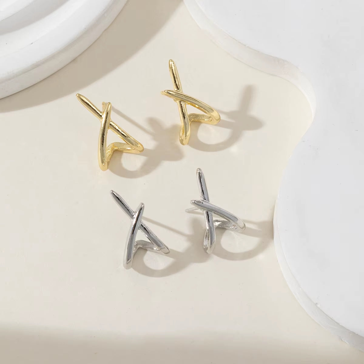 Gold Cross Stud Earrings