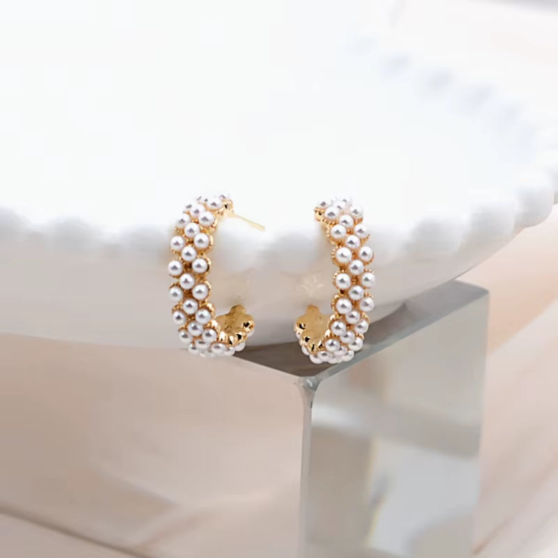 Pearl C-Shaped Small Earrings