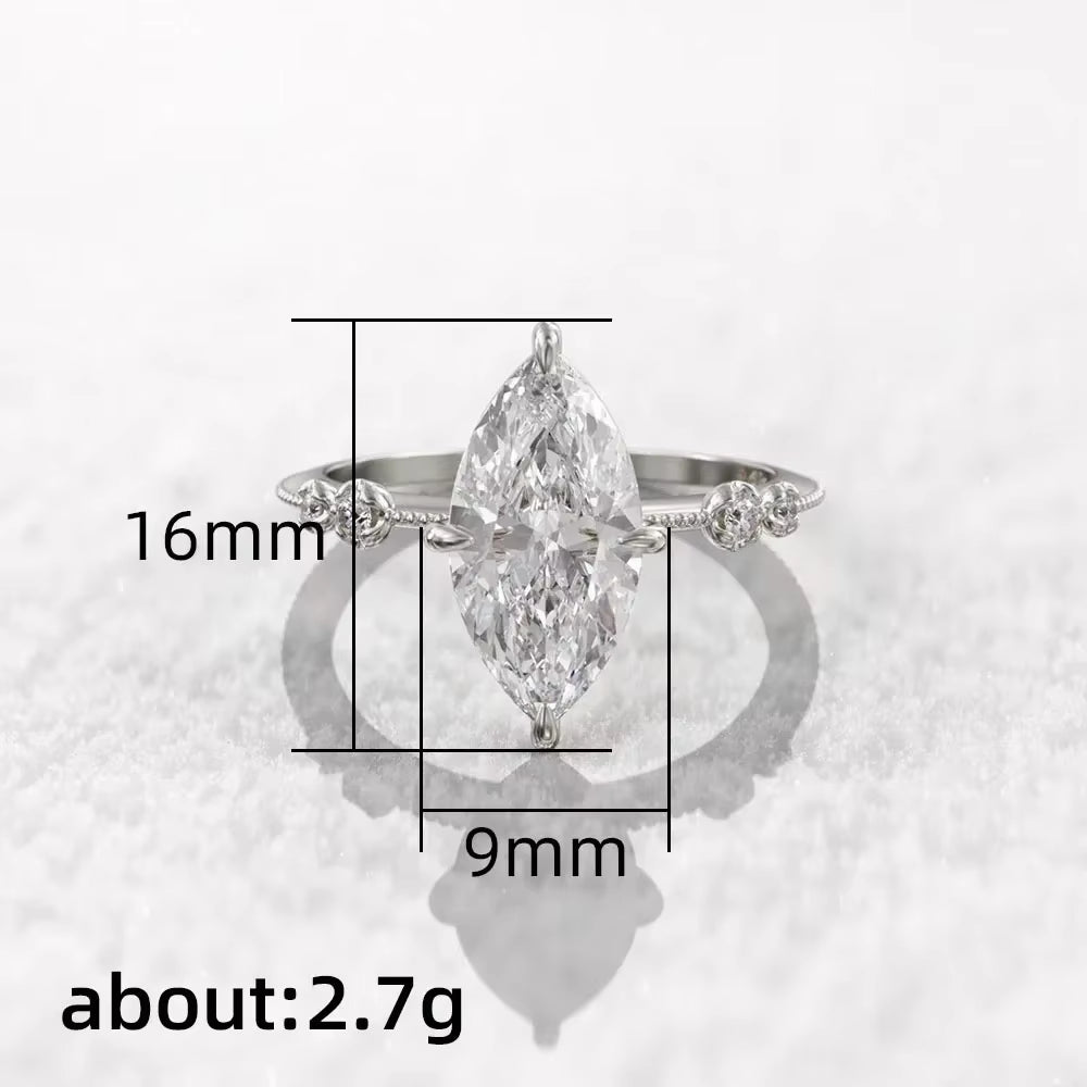 2024 AAA Crystal Marquise Cubic Zirconia Rings for Women Fashion Thin Ring Engagement Wedding Accessories Statement Jewelry