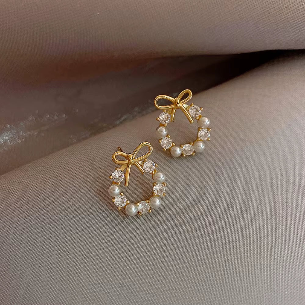 Elegant Circle Pearl Earrings