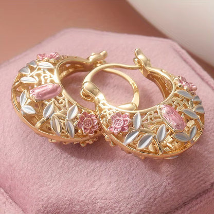 Tri Color Hoop Basket Earrings