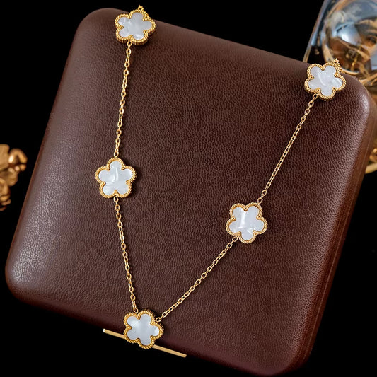 Five Leaf Clover Flower Necklace