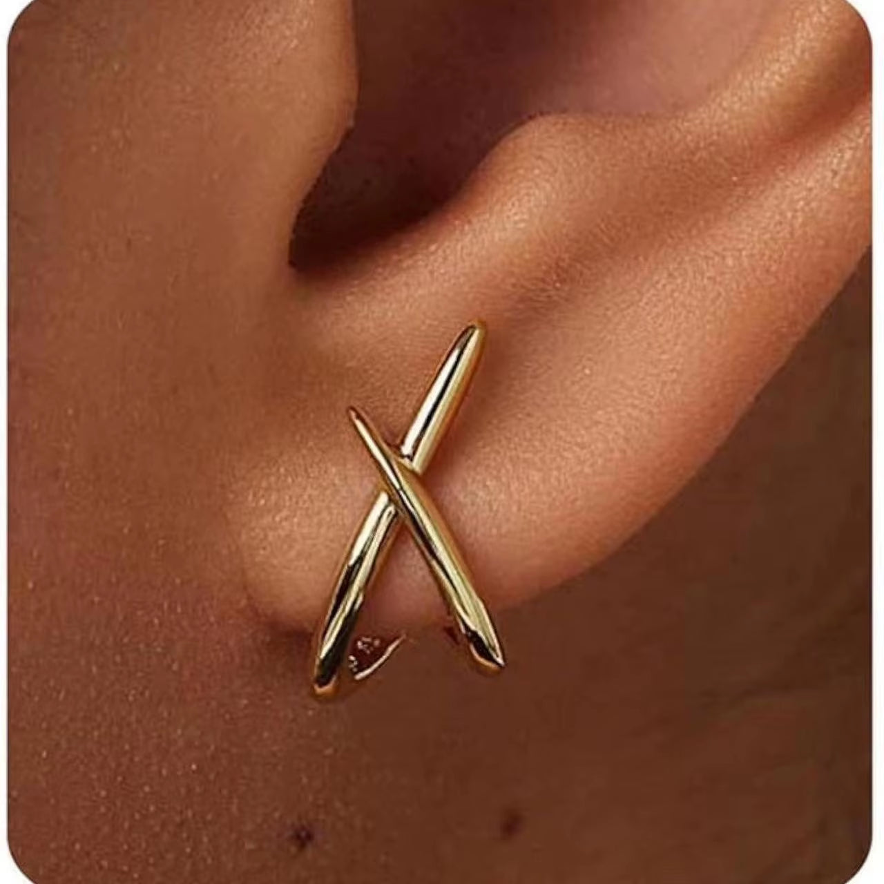 Gold Cross Stud Earrings