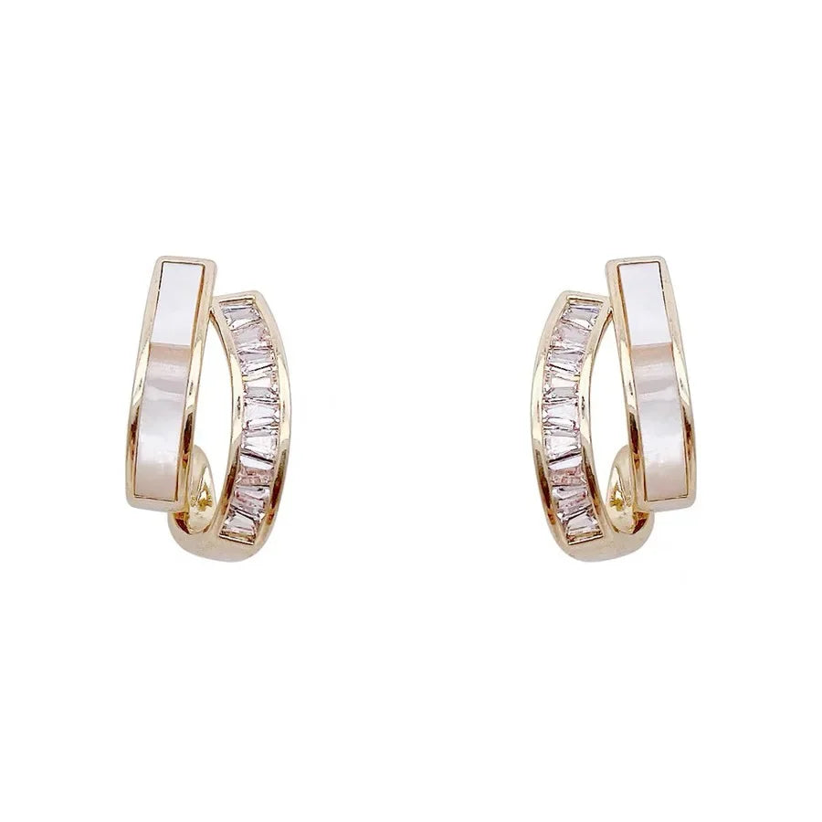 Elegant Zircon Arc Metal Stud Earrings