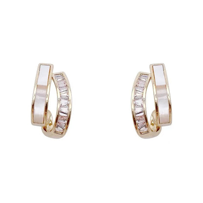 Elegant Zircon Arc Metal Stud Earrings