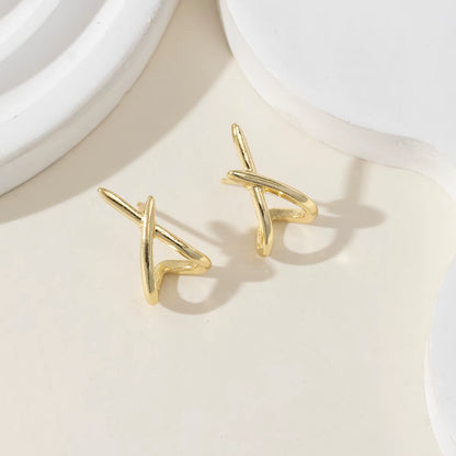 Gold Cross Stud Earrings