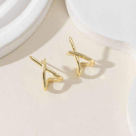 Gold Cross Stud Earrings