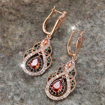 Crystal Red Zircon Drop Water Hoop