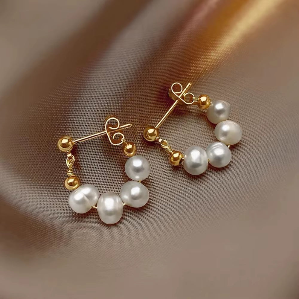 Elegant Circle Pearl Earrings