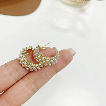 Pearl C-Shaped Small Earrings