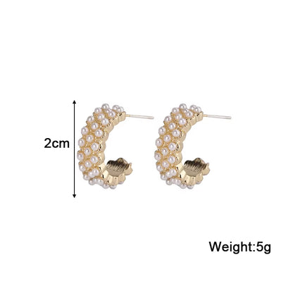 Pearl C-Shaped Small Earrings