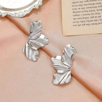 French Irregular Petal Stud Earrings for Women